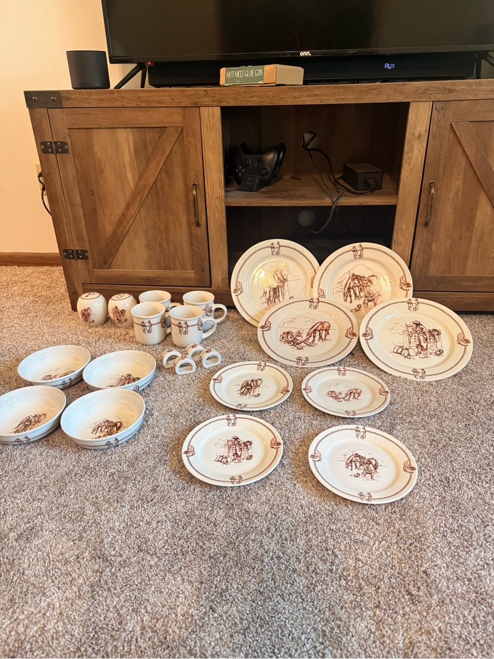 Others Follow Brown-on-Cream Western Dinnerware Set